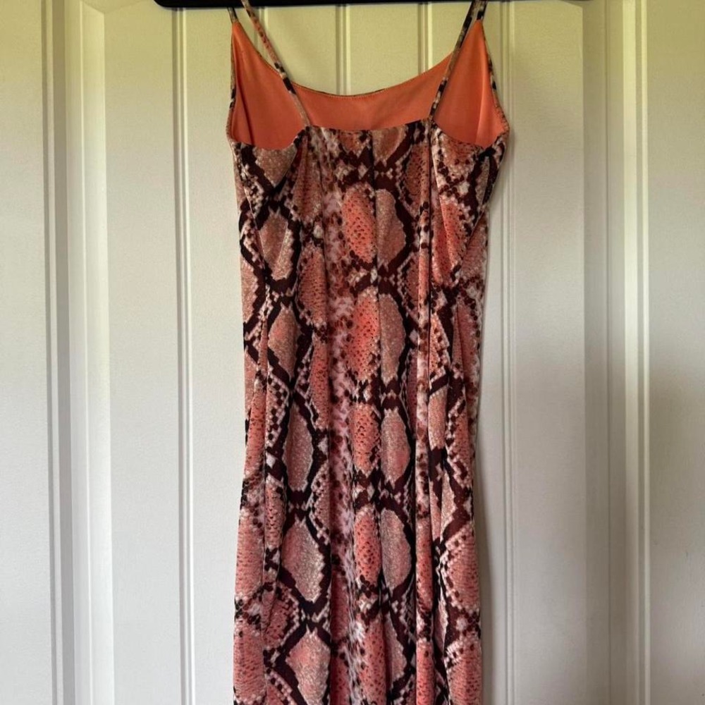 Charlotte Russe Snake Print Slip Dress Midi Spaghetti Strap Coral Brown Size S - Picture 5 of 5